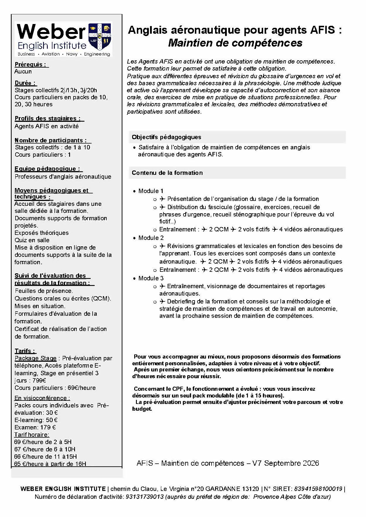AFIS - Maintien de compétences